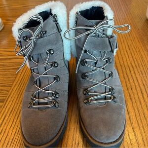 Fabianelli Taupe Suede Shearling Lined Cozy Winter Boots Size  8 US / EU 38